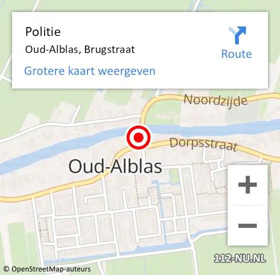 Locatie op kaart van de 112 melding: Politie Oud-Alblas, Brugstraat op 26 maart 2022 17:53