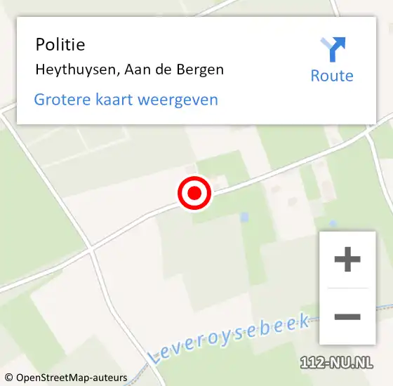 Locatie op kaart van de 112 melding: Politie Heythuysen, Aan de Bergen op 26 maart 2022 18:01