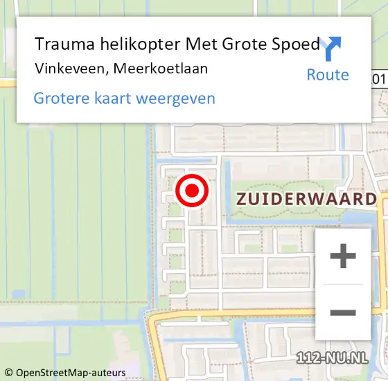 Locatie op kaart van de 112 melding: Trauma helikopter Met Grote Spoed Naar Vinkeveen, Meerkoetlaan op 26 maart 2022 18:06