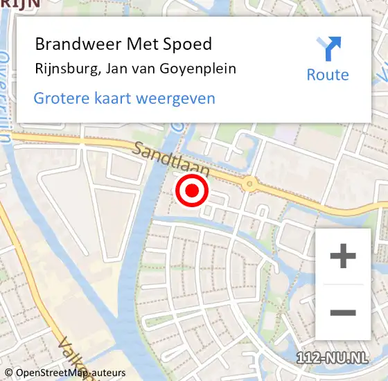 Locatie op kaart van de 112 melding: Brandweer Met Spoed Naar Rijnsburg, Jan van Goyenplein op 26 maart 2022 18:12