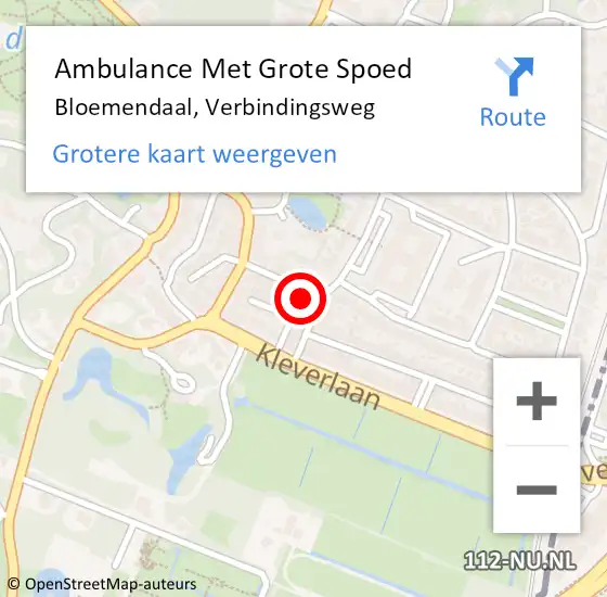Locatie op kaart van de 112 melding: Ambulance Met Grote Spoed Naar Bloemendaal, Verbindingsweg op 26 maart 2022 18:17