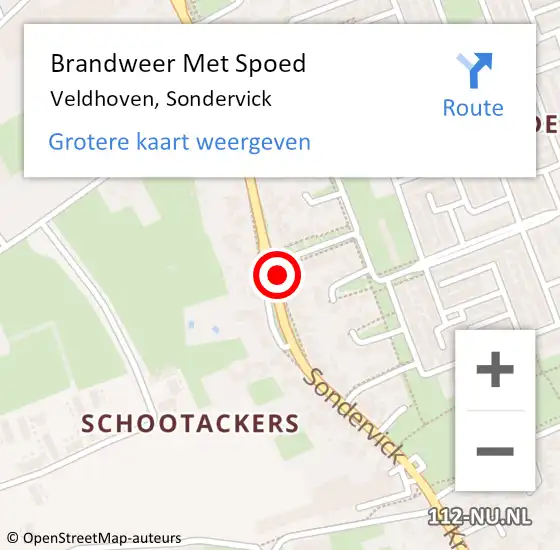 Locatie op kaart van de 112 melding: Brandweer Met Spoed Naar Veldhoven, Sondervick op 26 maart 2022 18:35