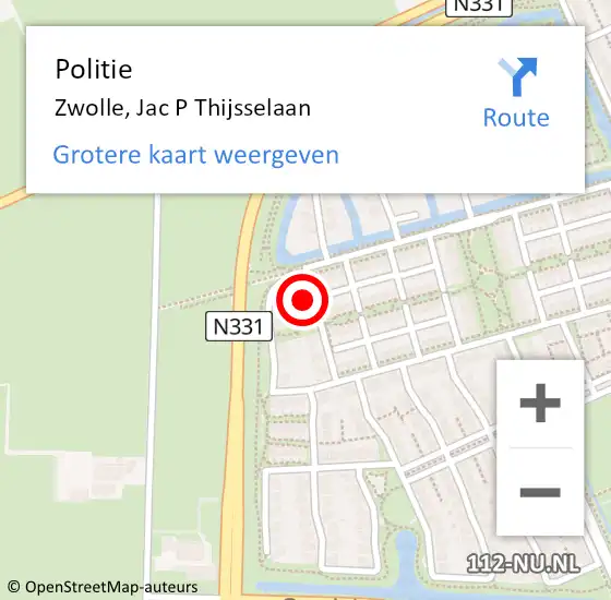 Locatie op kaart van de 112 melding: Politie Zwolle, Jac P Thijsselaan op 26 maart 2022 18:37