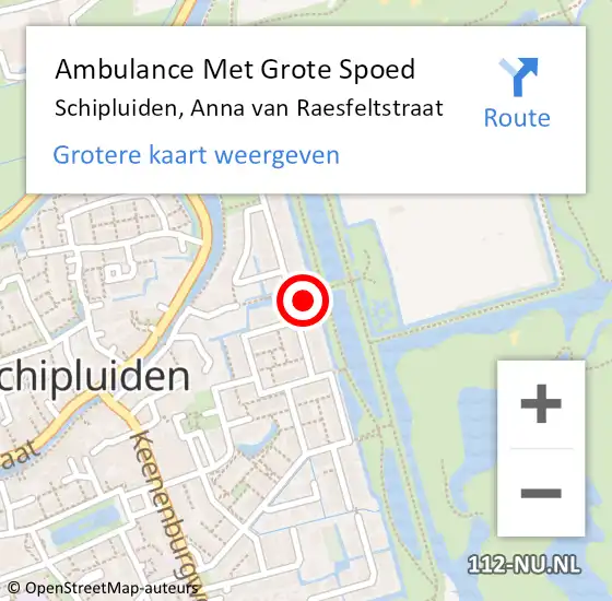 Locatie op kaart van de 112 melding: Ambulance Met Grote Spoed Naar Schipluiden, Anna van Raesfeltstraat op 26 maart 2022 18:41