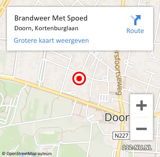 Locatie op kaart van de 112 melding: Brandweer Met Spoed Naar Doorn, Kortenburglaan op 26 maart 2022 18:52