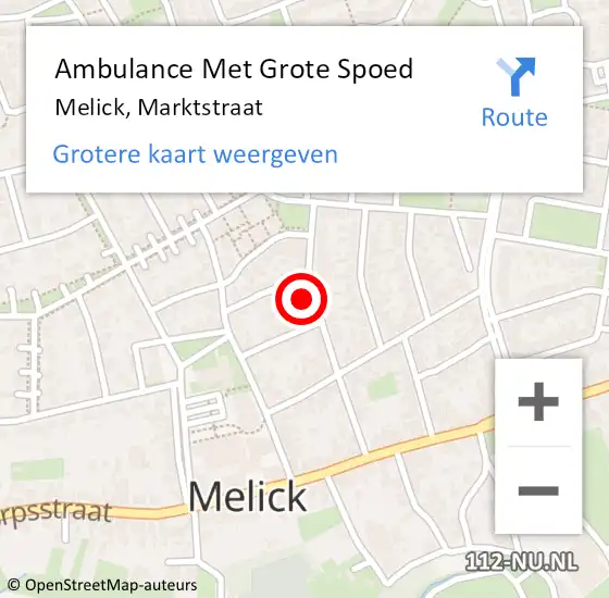 Locatie op kaart van de 112 melding: Ambulance Met Grote Spoed Naar Melick, Marktstraat op 26 maart 2022 18:54