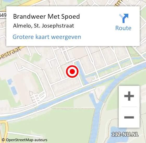 Locatie op kaart van de 112 melding: Brandweer Met Spoed Naar Almelo, St. Josephstraat op 26 maart 2022 19:03