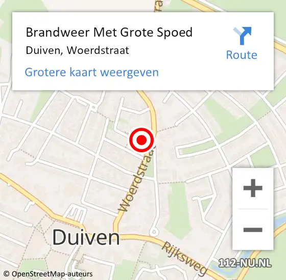 Locatie op kaart van de 112 melding: Brandweer Met Grote Spoed Naar Duiven, Woerdstraat op 26 maart 2022 19:08