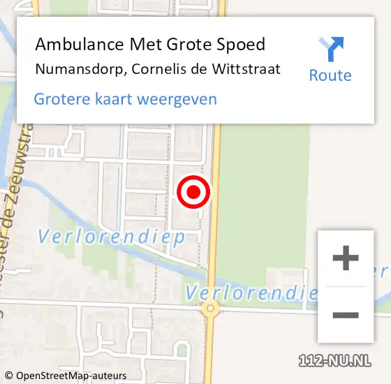 Locatie op kaart van de 112 melding: Ambulance Met Grote Spoed Naar Numansdorp, Cornelis de Wittstraat op 26 maart 2022 19:09