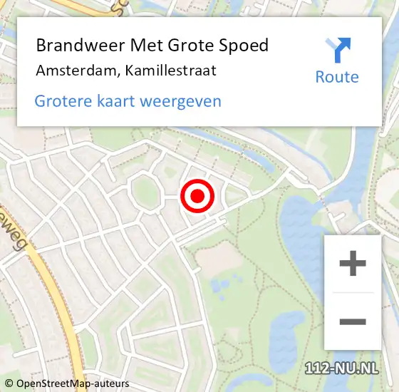 Locatie op kaart van de 112 melding: Brandweer Met Grote Spoed Naar Amsterdam, Kamillestraat op 26 maart 2022 19:17