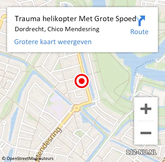 Locatie op kaart van de 112 melding: Trauma helikopter Met Grote Spoed Naar Dordrecht, Chico Mendesring op 26 maart 2022 19:26