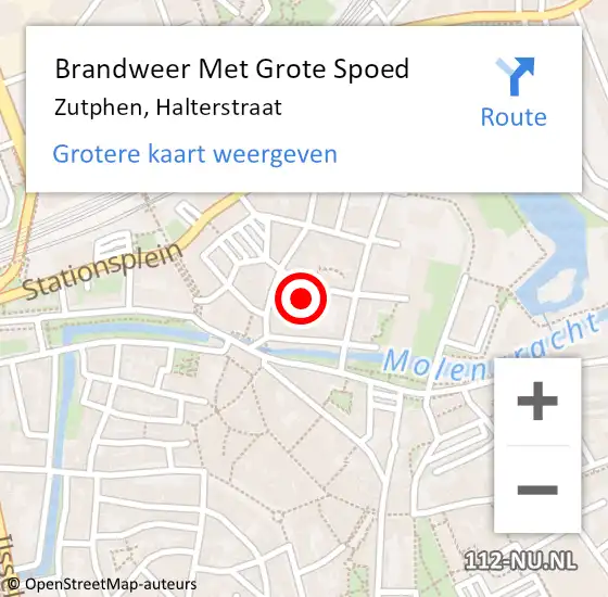 Locatie op kaart van de 112 melding: Brandweer Met Grote Spoed Naar Zutphen, Halterstraat op 26 maart 2022 19:26