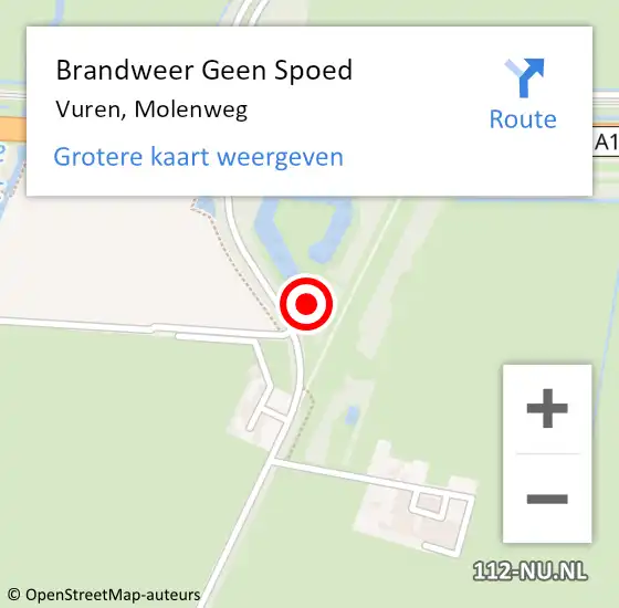 Locatie op kaart van de 112 melding: Brandweer Geen Spoed Naar Vuren, Molenweg op 26 maart 2022 19:28