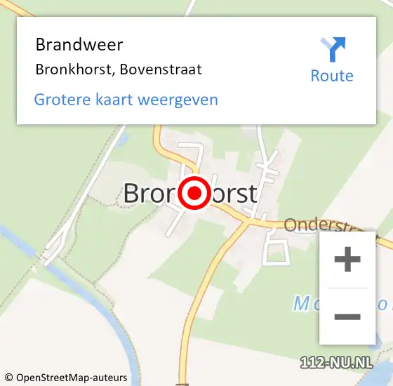 Locatie op kaart van de 112 melding: Brandweer Bronkhorst, Bovenstraat op 12 juli 2014 10:26