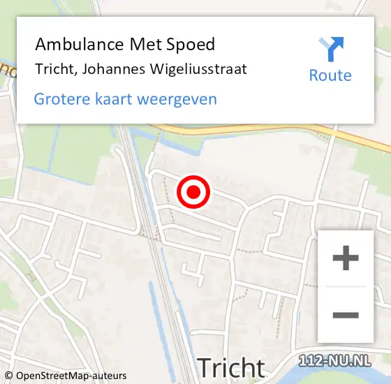 Locatie op kaart van de 112 melding: Ambulance Met Spoed Naar Tricht, Johannes Wigeliusstraat op 26 maart 2022 19:50