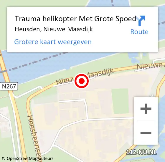 Locatie op kaart van de 112 melding: Trauma helikopter Met Grote Spoed Naar Heusden, Nieuwe Maasdijk op 26 maart 2022 20:11