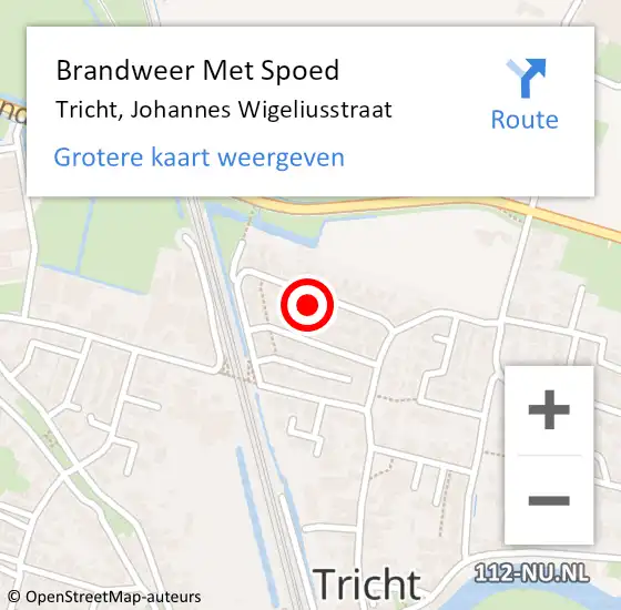 Locatie op kaart van de 112 melding: Brandweer Met Spoed Naar Tricht, Johannes Wigeliusstraat op 26 maart 2022 20:18
