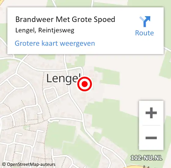 Locatie op kaart van de 112 melding: Brandweer Met Grote Spoed Naar Lengel, Reintjesweg op 26 maart 2022 20:29
