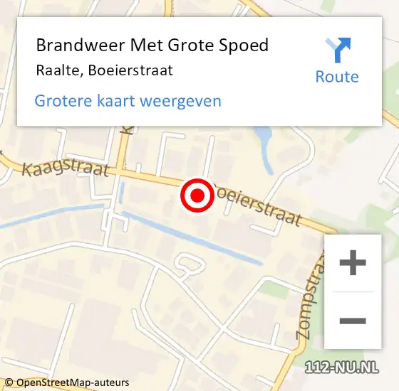 Locatie op kaart van de 112 melding: Brandweer Met Grote Spoed Naar Raalte, Boeierstraat op 12 juli 2014 10:34