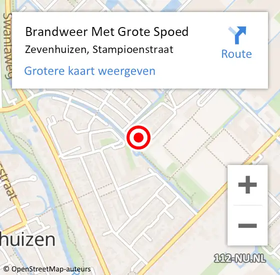Locatie op kaart van de 112 melding: Brandweer Met Grote Spoed Naar Zevenhuizen, Stampioenstraat op 26 maart 2022 20:48