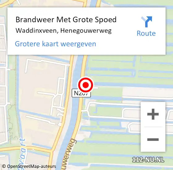 Locatie op kaart van de 112 melding: Brandweer Met Grote Spoed Naar Waddinxveen, Henegouwerweg op 8 oktober 2013 04:35