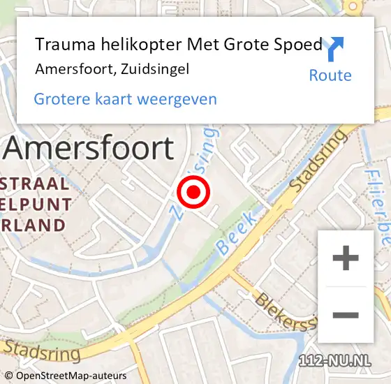 Locatie op kaart van de 112 melding: Trauma helikopter Met Grote Spoed Naar Amersfoort, Zuidsingel op 26 maart 2022 21:01