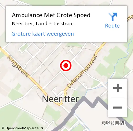 Locatie op kaart van de 112 melding: Ambulance Met Grote Spoed Naar Neeritter, Lambertusstraat op 26 maart 2022 21:06