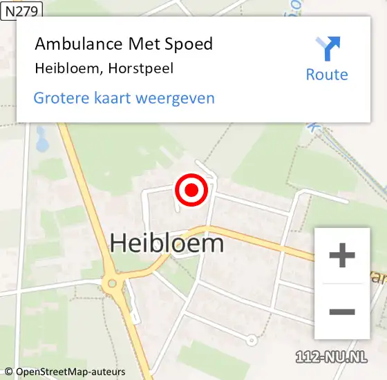 Locatie op kaart van de 112 melding: Ambulance Met Spoed Naar Heibloem, Horstpeel op 12 juli 2014 10:39