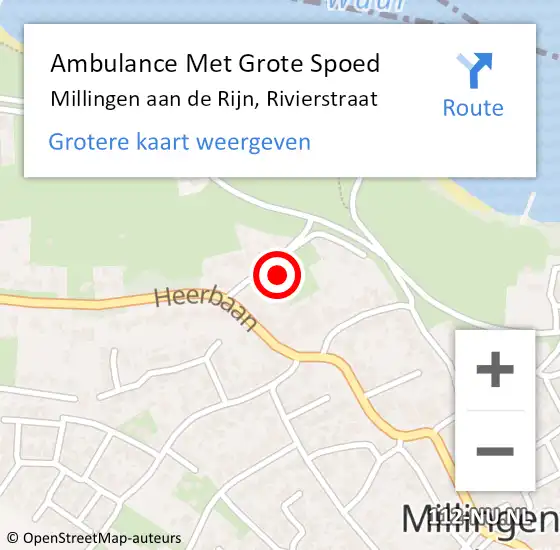 Locatie op kaart van de 112 melding: Ambulance Met Grote Spoed Naar Millingen aan de Rijn, Rivierstraat op 26 maart 2022 21:29