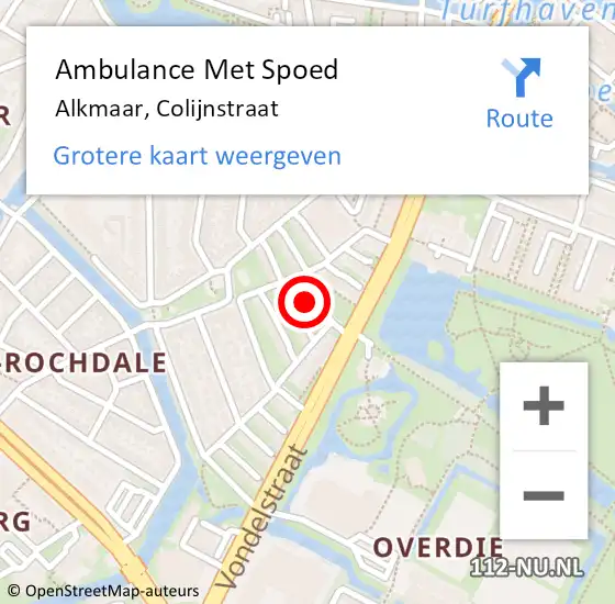 Locatie op kaart van de 112 melding: Ambulance Met Spoed Naar Alkmaar, Colijnstraat op 26 maart 2022 21:37