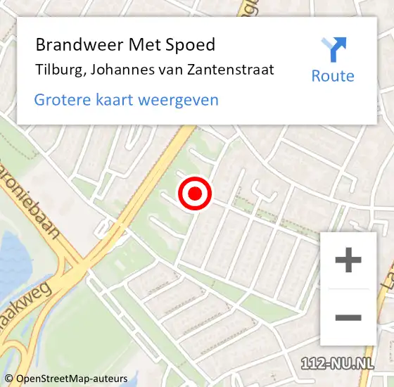 Locatie op kaart van de 112 melding: Brandweer Met Spoed Naar Tilburg, Johannes van Zantenstraat op 26 maart 2022 21:49