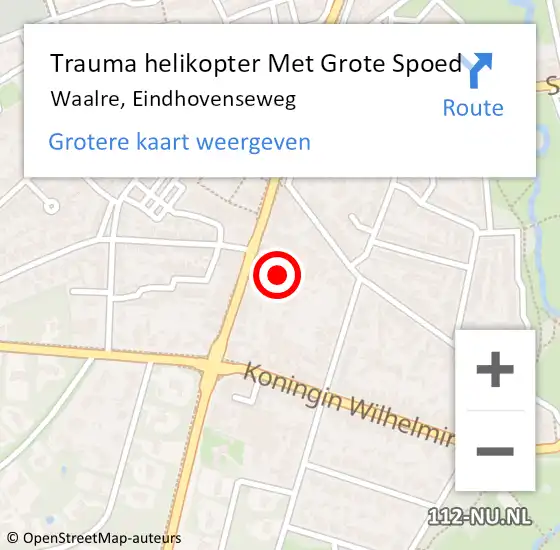 Locatie op kaart van de 112 melding: Trauma helikopter Met Grote Spoed Naar Waalre, Eindhovenseweg op 26 maart 2022 21:55