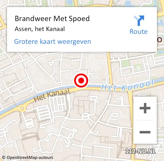 Locatie op kaart van de 112 melding: Brandweer Met Spoed Naar Assen, het Kanaal op 26 maart 2022 21:57