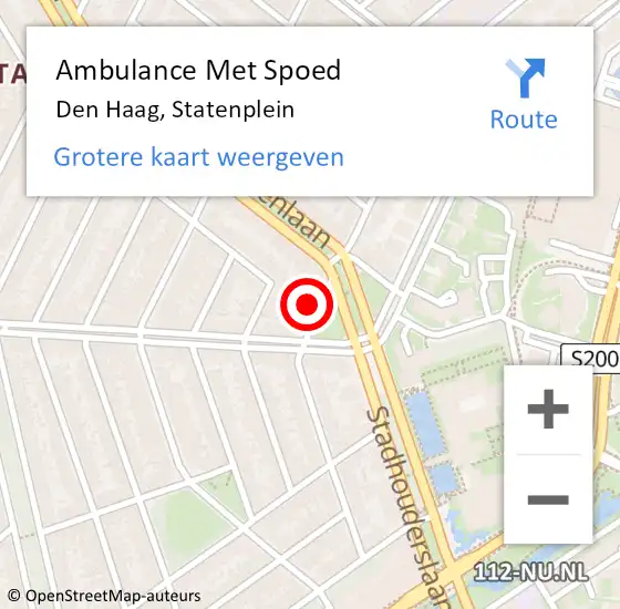 Locatie op kaart van de 112 melding: Ambulance Met Spoed Naar Den Haag, Statenplein op 26 maart 2022 21:58
