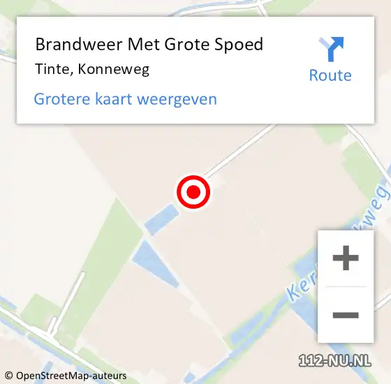 Locatie op kaart van de 112 melding: Brandweer Met Grote Spoed Naar Tinte, Konneweg op 26 maart 2022 22:07