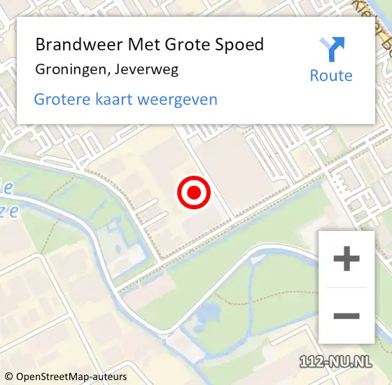 Locatie op kaart van de 112 melding: Brandweer Met Grote Spoed Naar Groningen, Jeverweg op 26 maart 2022 22:47