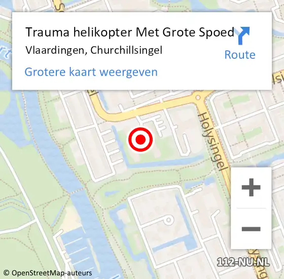 Locatie op kaart van de 112 melding: Trauma helikopter Met Grote Spoed Naar Vlaardingen, Churchillsingel op 26 maart 2022 22:52