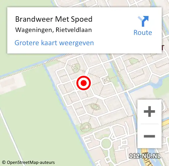 Locatie op kaart van de 112 melding: Brandweer Met Spoed Naar Wageningen, Rietveldlaan op 26 maart 2022 23:09