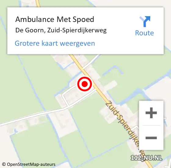 Locatie op kaart van de 112 melding: Ambulance Met Spoed Naar De Goorn, Zuid-Spierdijkerweg op 26 maart 2022 23:13