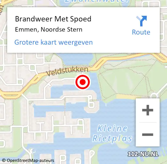 Locatie op kaart van de 112 melding: Brandweer Met Spoed Naar Emmen, Noordse Stern op 26 maart 2022 23:17