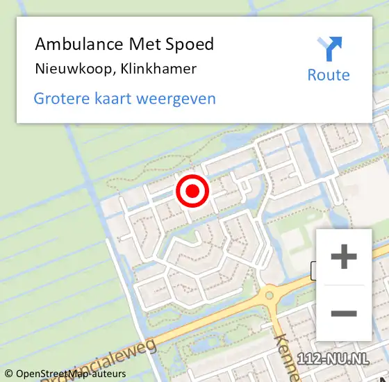 Locatie op kaart van de 112 melding: Ambulance Met Spoed Naar Nieuwkoop, Klinkhamer op 26 maart 2022 23:28