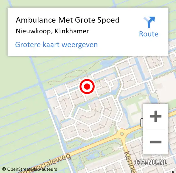 Locatie op kaart van de 112 melding: Ambulance Met Grote Spoed Naar Nieuwkoop, Klinkhamer op 26 maart 2022 23:34