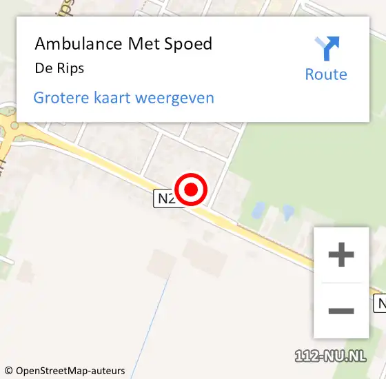 Locatie op kaart van de 112 melding: Ambulance Met Spoed Naar De Rips op 26 maart 2022 23:47