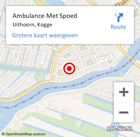 Locatie op kaart van de 112 melding: Ambulance Met Spoed Naar Uithoorn, Kogge op 27 maart 2022 00:11