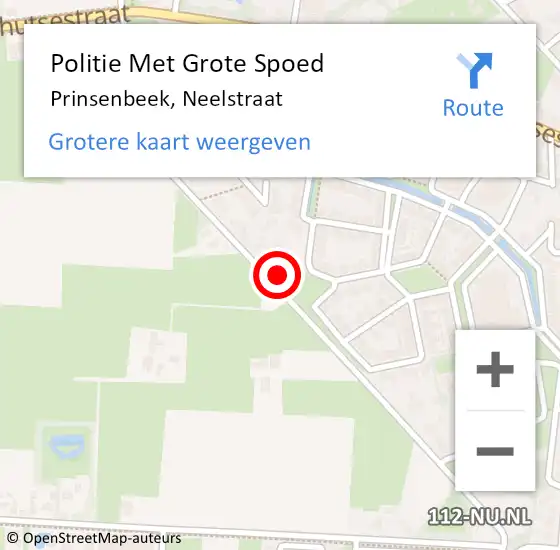 Locatie op kaart van de 112 melding: Politie Met Grote Spoed Naar Prinsenbeek, Neelstraat op 27 maart 2022 00:49