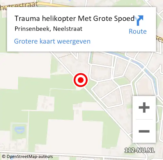 Locatie op kaart van de 112 melding: Trauma helikopter Met Grote Spoed Naar Prinsenbeek, Neelstraat op 27 maart 2022 00:51