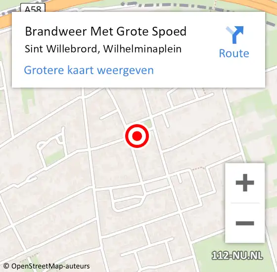 Locatie op kaart van de 112 melding: Brandweer Met Grote Spoed Naar Sint Willebrord, Wilhelminaplein op 27 maart 2022 01:18