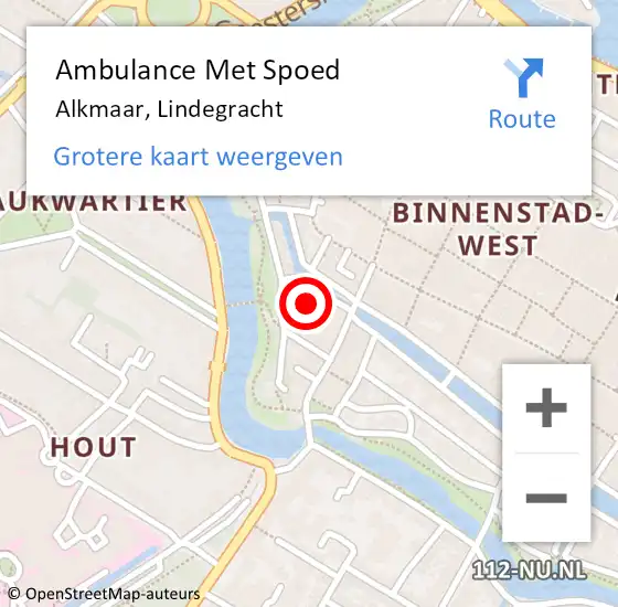 Locatie op kaart van de 112 melding: Ambulance Met Spoed Naar Alkmaar, Lindegracht op 27 maart 2022 03:27