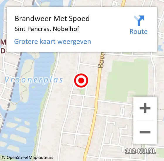 Locatie op kaart van de 112 melding: Brandweer Met Spoed Naar Sint Pancras, Nobelhof op 27 maart 2022 03:49