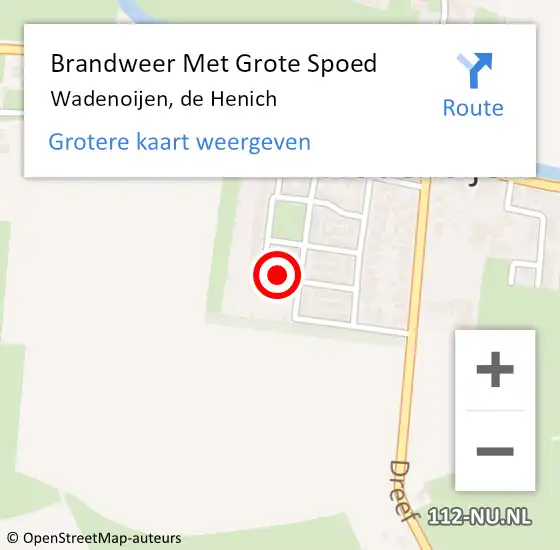 Locatie op kaart van de 112 melding: Brandweer Met Grote Spoed Naar Wadenoijen, de Henich op 27 maart 2022 03:50